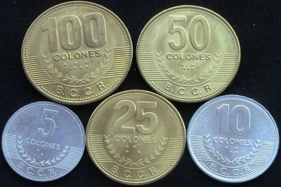 Лот: 7085927. Фото: 1. Коста Рика 5 монет АНЦ. Америка