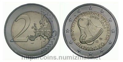Лот: 4892317. Фото: 1. 2 евро 2009 Словакия 20-я годовщина... Европа