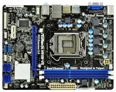 Лот: 6784458. Фото: 1. Материнская плата ASRock H61M-VS4... Материнские платы