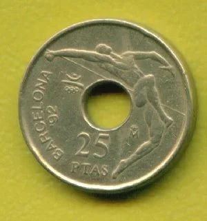 Лот: 10049511. Фото: 1. Испания 25 песет 1990 Олимпийские... Европа