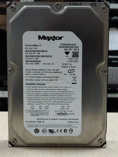 Лот: 19623648. Фото: 1. HDD 500 Gb SATA 6Gb/s Maxtor 3... Жёсткие диски (HDD)