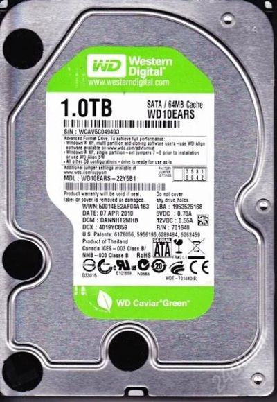 Лот: 1978279. Фото: 1. жесткий диск sata2 1tb(1000gb... Жёсткие диски (HDD)