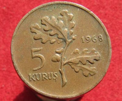 Лот: 16553711. Фото: 1. Турция 5 курушей, 1968г. Азия