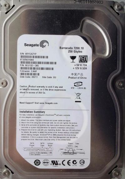 Лот: 5102708. Фото: 1. Жесткий диск HDD SATA 250Gb Seagate... Жёсткие диски (HDD)