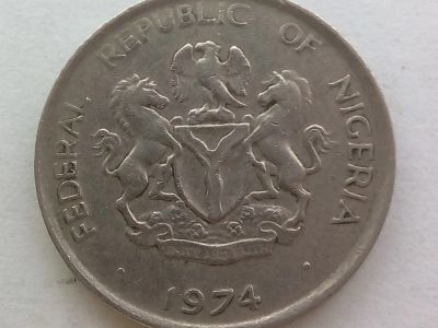 Лот: 20175434. Фото: 1. Монета Нигерии 5 кобо, 1974. Африка
