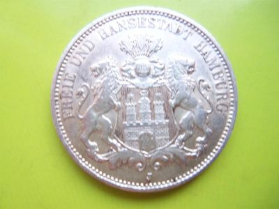 Лот: 2976002. Фото: 1. 3 марки 1909 г. J, Гамбург, Германия... Германия и Австрия