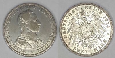 Лот: 18623758. Фото: 1. 3 марки 1914 A год. Мундир. Пруссия. Германия и Австрия