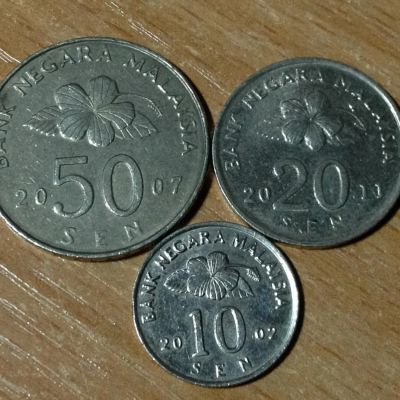 Лот: 6452721. Фото: 1. Набор монет Малайзия 3 шт. (50... Азия