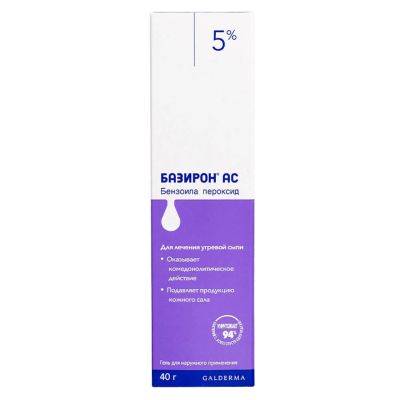 Лот: 23262332. Фото: 1. Базирон АС гель 5% 40г. Лекарства