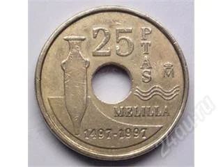 Лот: 147436. Фото: 1. Испания. 25 песет 1997г. Melilla... Европа