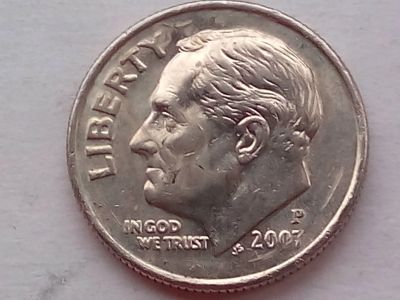 Лот: 17145166. Фото: 1. Монета США 1 дайм, 2007 Roosevelt... Америка