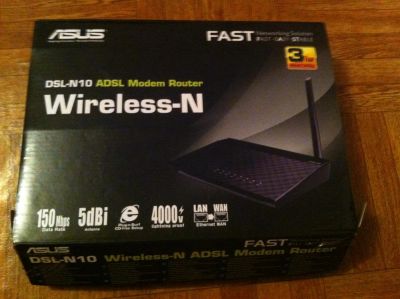Лот: 4059376. Фото: 1. роутер Asus DSL-N10. WiFi, Bluetooth адаптеры