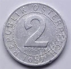 Лот: 200278. Фото: 1. Австрия. 2 грош 1957г. Германия и Австрия