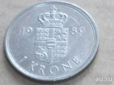 Лот: 8153989. Фото: 1. Монета 1 крона одна Дания 1989... Европа