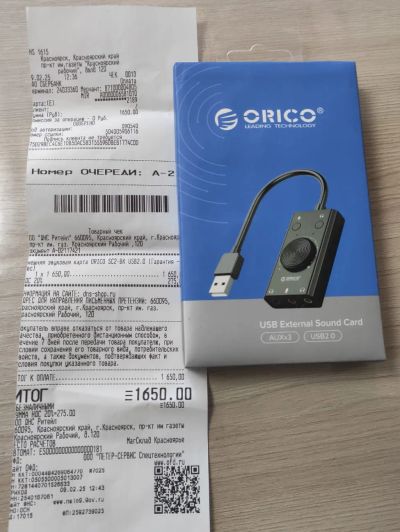 Лот: 25555175. Фото: 1. Внешняя звуковая карта ORICO SC2-BK. Звуковые карты