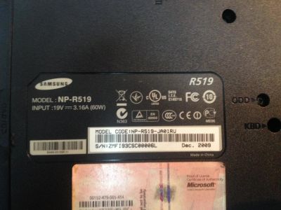 Лот: 9202033. Фото: 1. матплата ноутбука Samsung r519. Материнские платы