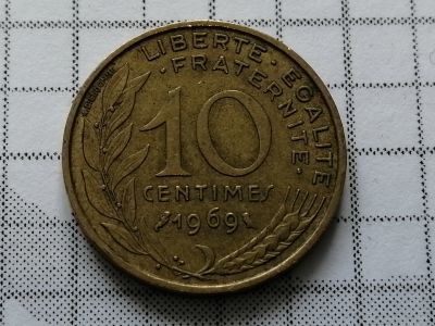 Лот: 15555129. Фото: 1. Франция 10 сантимов 1969 год... Россия и СССР 1917-1991 года