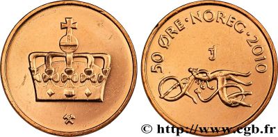 Лот: 5205787. Фото: 1. 50 эре Норвегия 2010г. Европа