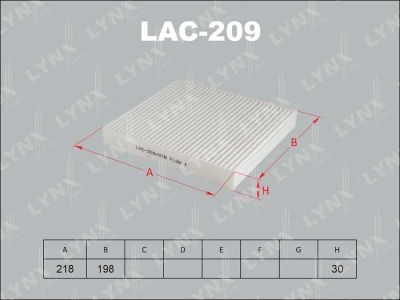Лот: 13357182. Фото: 1. Lynx LAC-209 Салонный фильтр. Расходные материалы