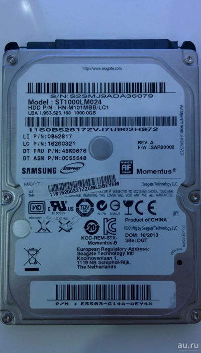 Лот: 13043336. Фото: 1. Жесткий диск HDD 1ТБ 2,5”. Жёсткие диски