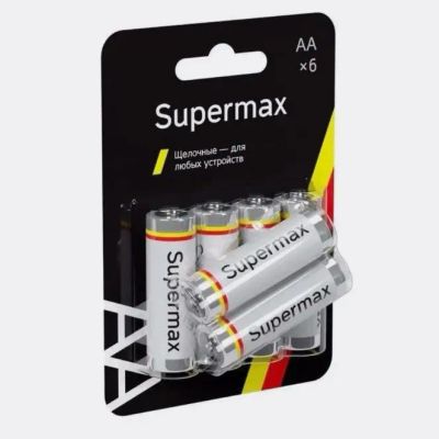 Лот: 25794997. Фото: 1. Батарейка SUPERMAX LR6 6*BL (6... Батарейки, аккумуляторы, элементы питания