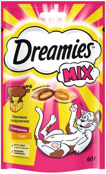 Лот: 24831343. Фото: 1. Dreamies лакомые подушечки (Говядина... Корма