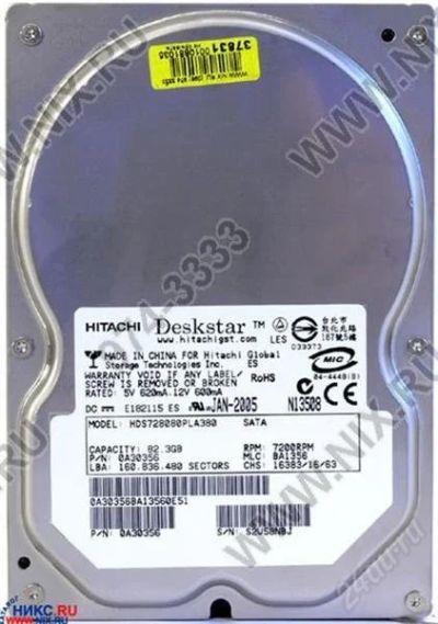 Лот: 1389134. Фото: 1. Жесткий диск HITACHI DESKSTAR... Жёсткие диски (HDD)
