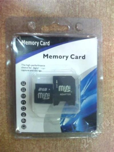 Лот: 370301. Фото: 1. Карта памяти Mini SD 2GB c адаптером... Карты памяти
