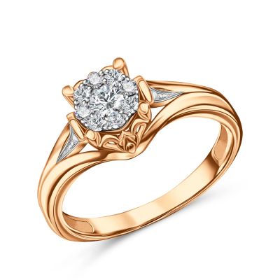 Лот: 23833585. Фото: 1. Золотое кольцо с бриллиантами. Кольца, перстни