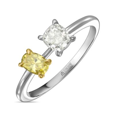 Лот: 24647366. Фото: 1. Кольцо с цветными бриллиантами... Кольца, перстни