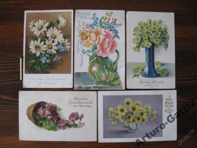 Лот: 5949079. Фото: 1. Антикварные открытки Цветы 1906-39... Открытки, конверты