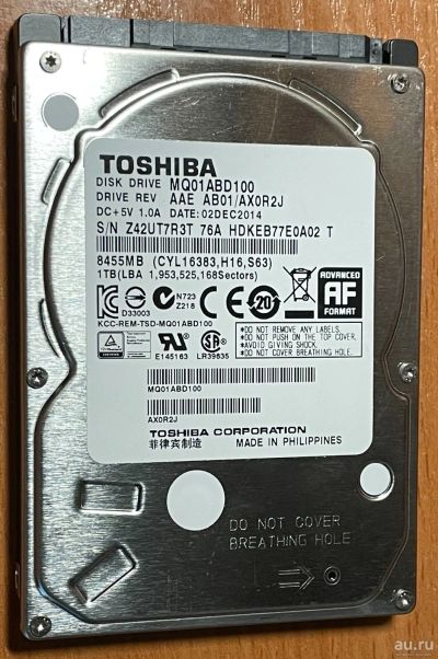 Лот: 18317754. Фото: 1. Жёсткий диск Toshiba MQ01ABD100. Жёсткие диски (HDD)