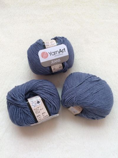 Лот: 12084679. Фото: 1. Пряжа Yarnart Jeans , 55% хлопок... Ткани, нитки, пряжа