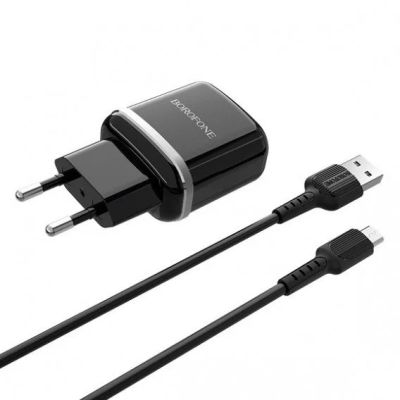 Лот: 16925848. Фото: 1. СЗУ Borofone + кабель microUSB... Зарядные устройства, блоки питания, адаптеры сетевые для смартфонов
