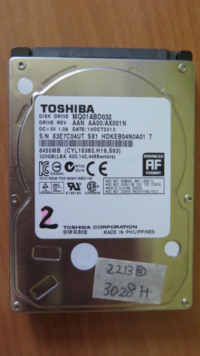 Лот: 16080884. Фото: 1. Жесткий диск Toshiba MQ01ABD032... Жёсткие диски