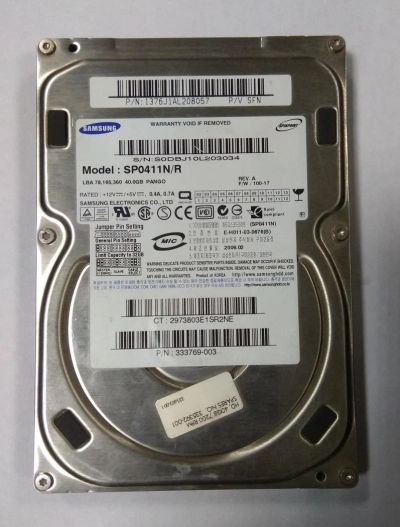 Лот: 10513633. Фото: 1. Жесткий диск SP0411N/R 40 Гб... Жёсткие диски (HDD)