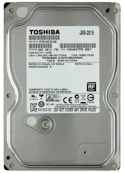 Лот: 24947177. Фото: 1. Жесткий диск HDD 1,0Tb Toshiba... Жёсткие диски (HDD)