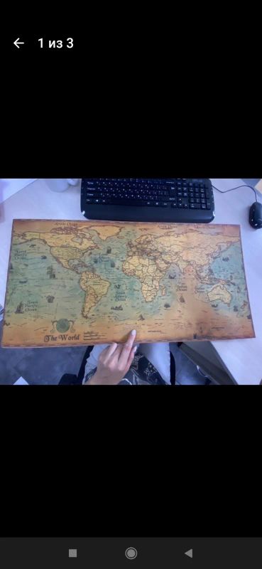 Лот: 19530378. Фото: 1. Винтажная карта мира. Карты и путеводители