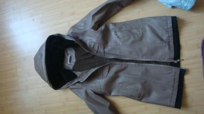Лот: 3744987. Фото: 1. кожанный плащ теплый с капюшоном... Верхняя одежда
