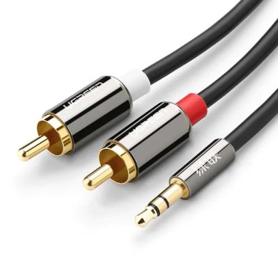 Лот: 25010393. Фото: 1. Кабель_аудио 3.5Дж-2RCA - _2м... Шлейфы, кабели, переходники
