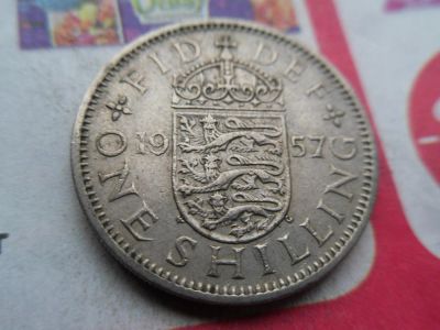 Лот: 10789647. Фото: 1. Великобритания 1 шиллинг 1957... Великобритания и острова