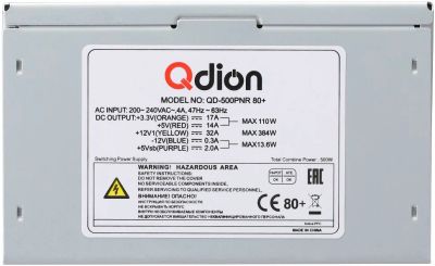 Лот: 18770435. Фото: 1. Блок питания 500W Q-Dion QD-500PNR... Корпуса, блоки питания