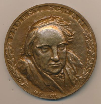 Лот: 16759340. Фото: 1. Франция Медаль Эрнест Ренан философ... Памятные медали