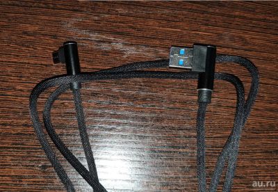 Лот: 13719905. Фото: 1. Кабель USB - microUSB угол 90°. Дата-кабели, переходники