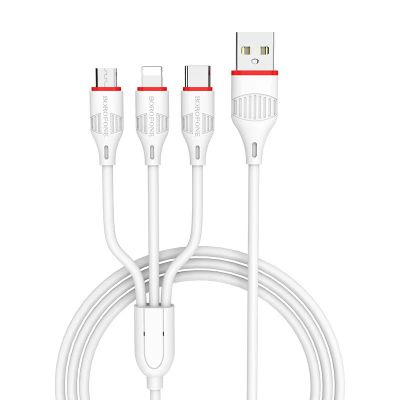 Лот: 20861608. Фото: 1. Кабель USB 3 в 1 Lightning+Micro-USB... Дата-кабели, переходники