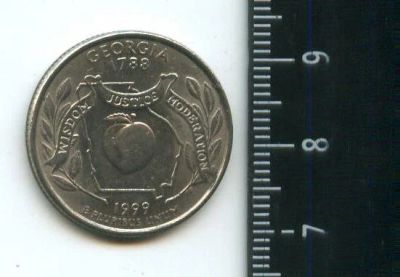 Лот: 16912662. Фото: 1. (№7024) США 25 центов 1999 год... Америка