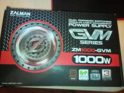 Лот: 8291530. Фото: 1. Блок питания Zalman GVM 1000W... Корпуса, блоки питания