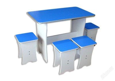 Лот: 1307000. Фото: 1. Обеденная группа синяя (код 082... Столы, стулья, обеденные группы