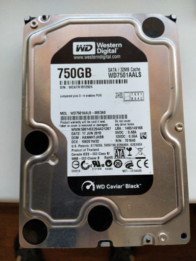 Лот: 21349956. Фото: 1. 3,5" WD 750 Gb. Жёсткие диски