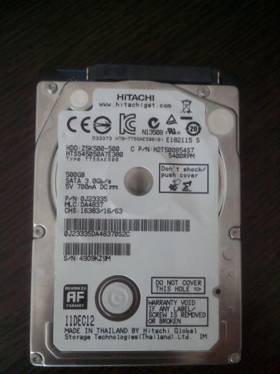 Лот: 4529838. Фото: 1. жеский диск HDD 2,5 Hitachi. Жёсткие диски (HDD)
